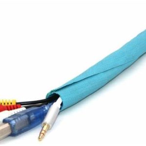 Quality SGS Blue PET Self Wrapping Split Braided Sleeving Abrasion Resistant for sale