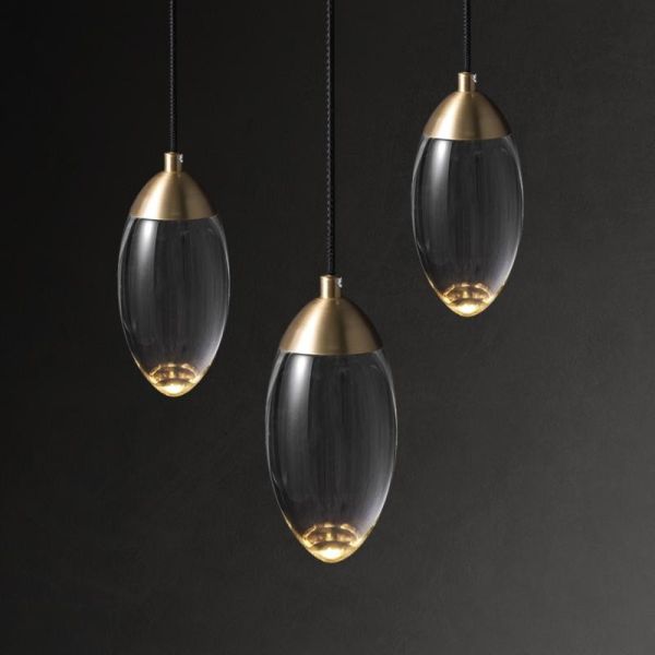 Nordic Modern Light Luxury Diamond Led Glass Chandelier copper pendant lights(WH