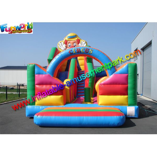 0.55mm PVC Giant inflatable slide , cute clown attractive inflatable slide for kids