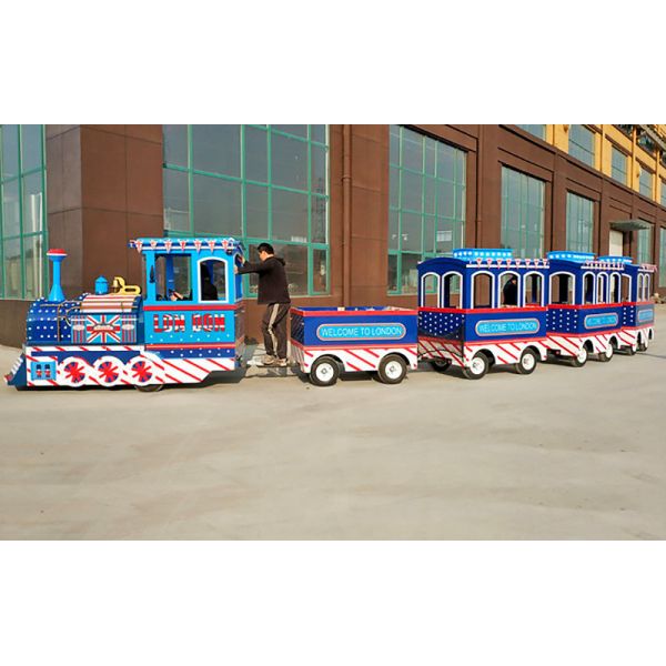Buy 3kw Electric Trackless Train , Mini Express Trackless Train British Style at wholesale prices