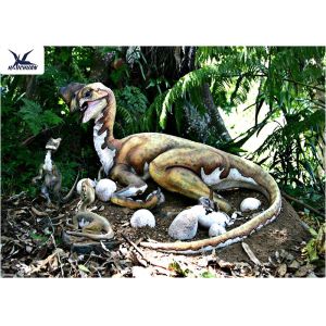 Outdoor Moving Velociraptor Life Size Model For Garden Display / Festival