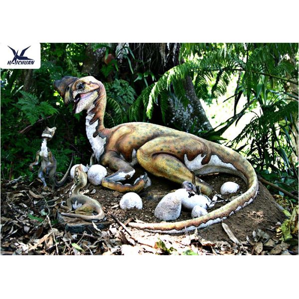 Outdoor Moving Velociraptor Life Size Model For Garden Display / Festival