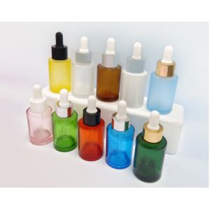 30ml Glass Frosted Dropper Bottle Cylindrical Essence Cosmetic Flat Shoulder