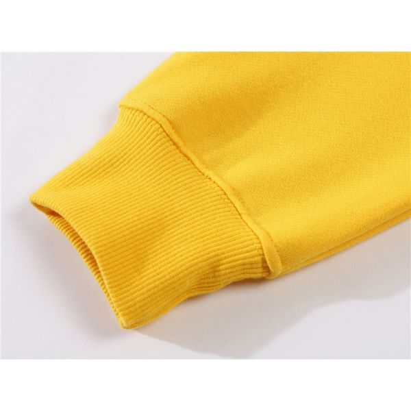 35% Polyester Athletic Pullover Hoodie 160gsm Yellow SGS Raglan Sleeves