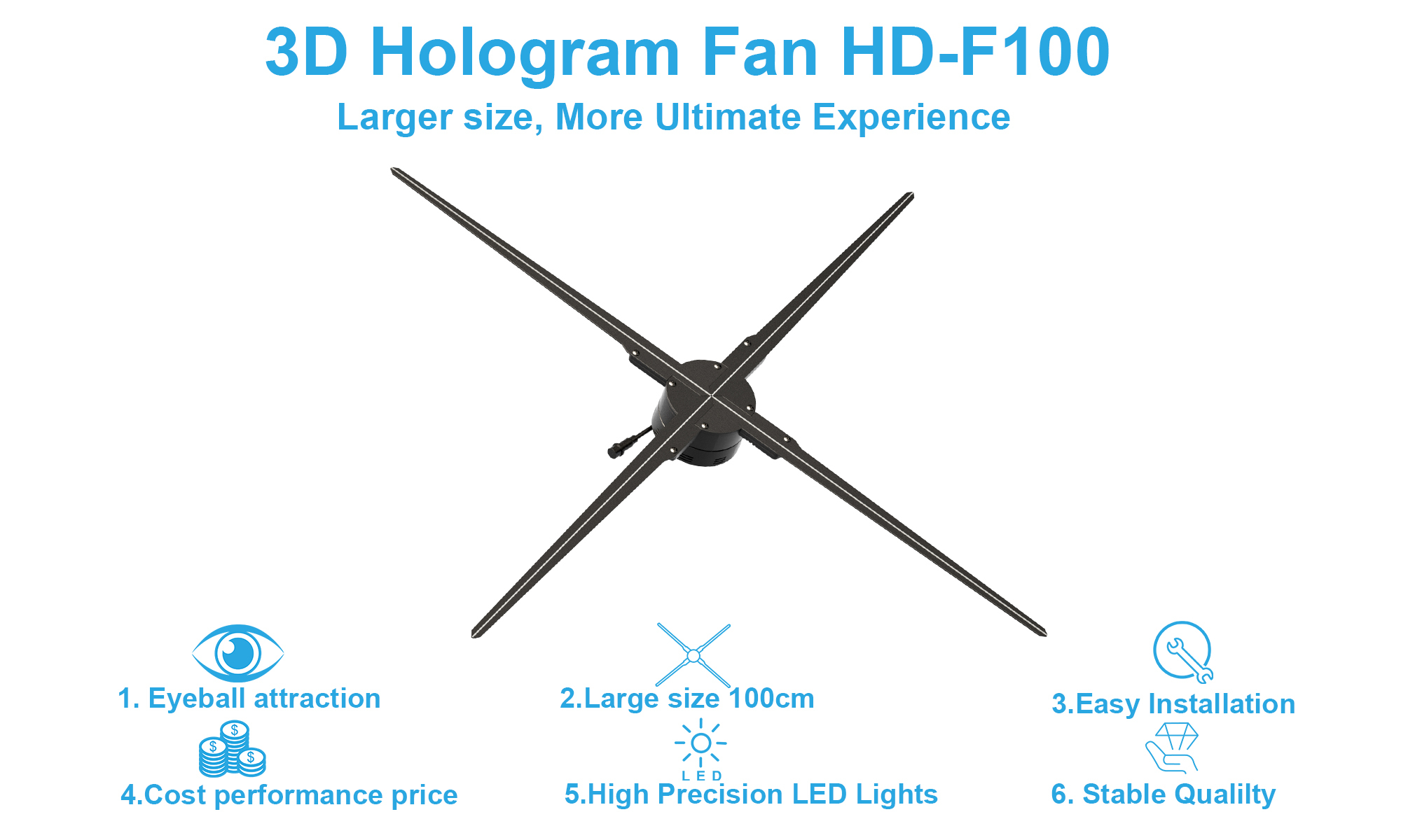Led Projector Holographic Advertising Playing Equipment Machine With 16g Memory