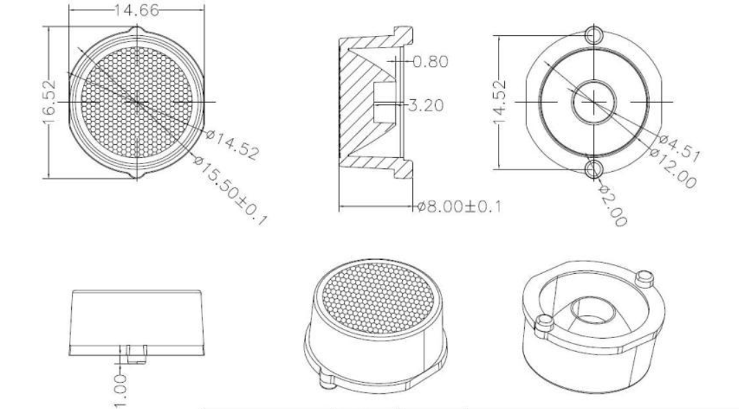 Single 3030 LED Acrylic Light Lens 1 Watt Waterproof 15.5x8mm