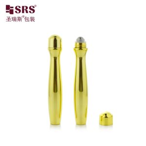 SRS8447-15ML Metalized Shiny Gold Empty PETG Plastic Roll On Bottle For Eye Gel