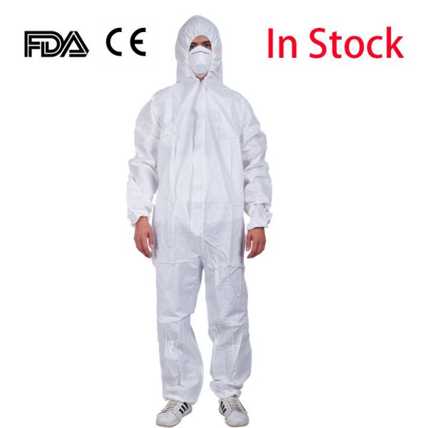 Buy Lightweight Disposable Protective Coverall Front Zipper Closure With Hood at wholesale prices