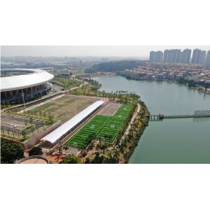 Rubber Granules / Quartz Sand Artifical Football Pitches Weaving Technique Dtex