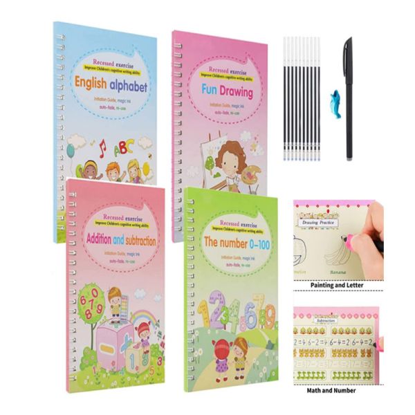 Education Genre Copybook Set 4 pcs Reusable Writing Tools for Children's Practice