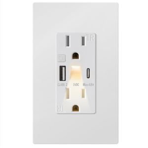 Wall Mounted Electrical Night Light Usb Outlet Tamper Resistant 5V 4.8A