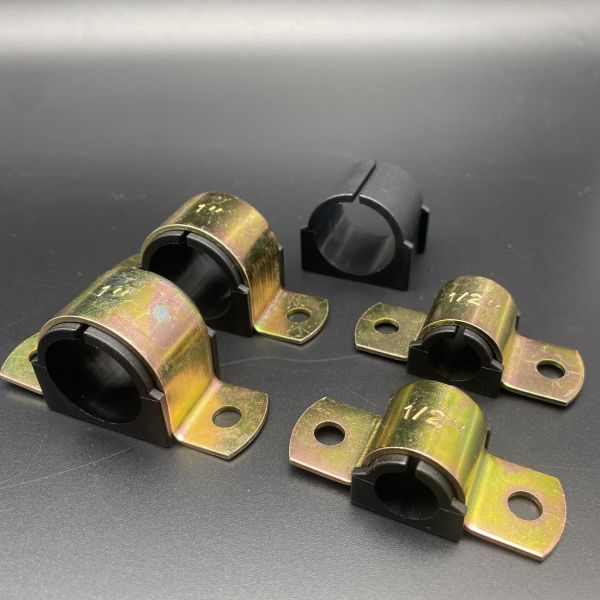 Buy 1'' 1/2'' Gold Galvanized Two Hole Cushion Clamps at wholesale prices