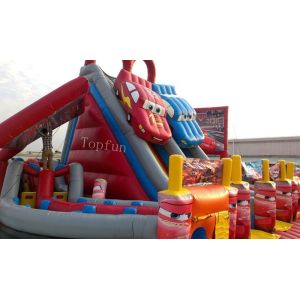 Quality Exciting Car Race Inflatable Slide , Customised Inflatable PVC Tarpaulin Slide for sale