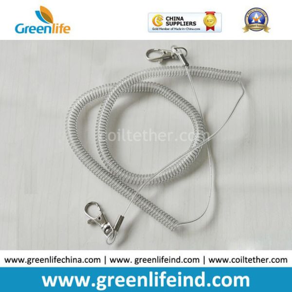 Buy Transparent Clear Spring Steel Wire Lanyard W/Swivel Clips at wholesale prices