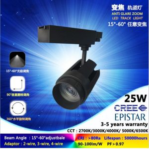 Quality 5000K 25W anti glare zoom led track light Ra85 long lifespan and high lumens from shenzhen for sale