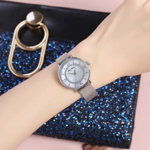 Ladies 3ATM Quartz Analog Watch 18mm Mop Dial Watch Mesh Strap