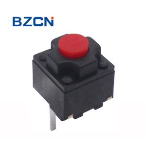 Silent Push Button 2 Pin 6.2X6.2 Mm Tactile Switch Momentary With Red Button