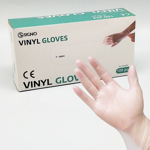 Transparent Disposable Vinyl Gloves Labor Protection Anti Acid PVC Elastic