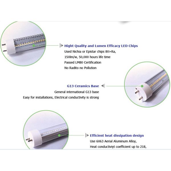 Office Home Led T - 8 Lamps SMD2835 86-265v Led Fluorescent Lights