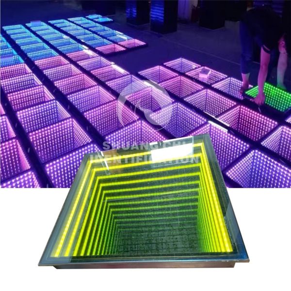 Portable 3D Infinity LED Mirror Digital Tiles Dance Floor Light for Weddings and