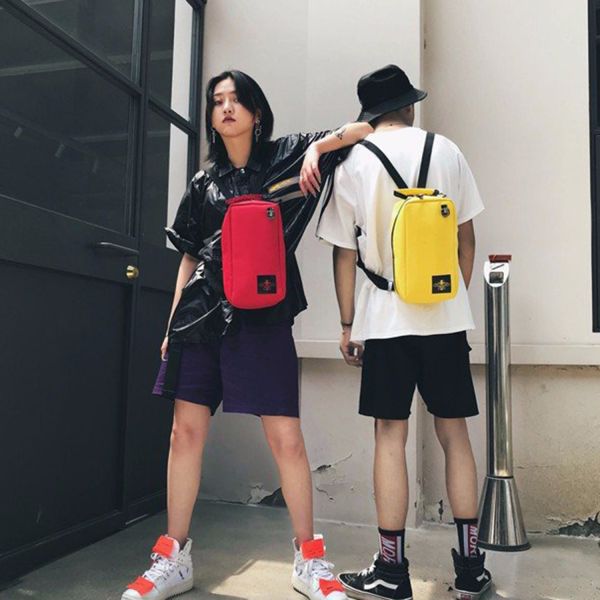 Ins fashion sports new ins color nameplate backpacks student bags handbags