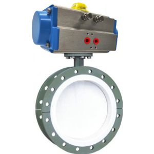 Fluorine Lined Flanged Pneumatic Butterfly Valve