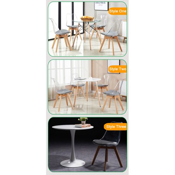 Nordic PC Transparent Acrylic White Plastic Kitchen Chairs For Cafe
