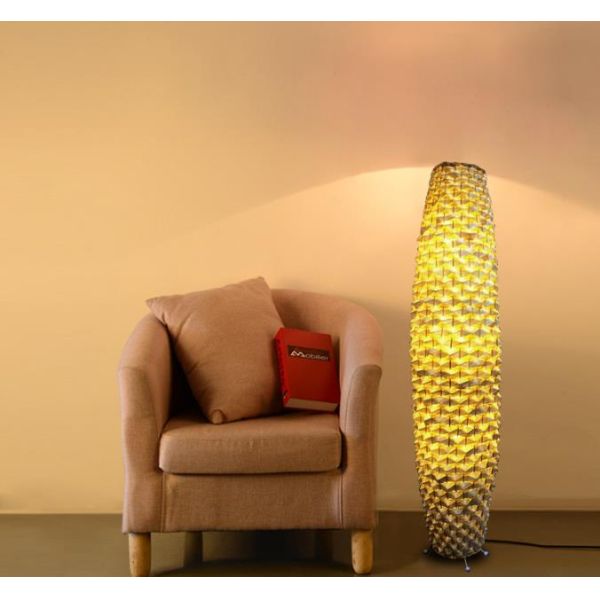 Bamboo Woven floor rattan lamp 3500K for Residential Living Room