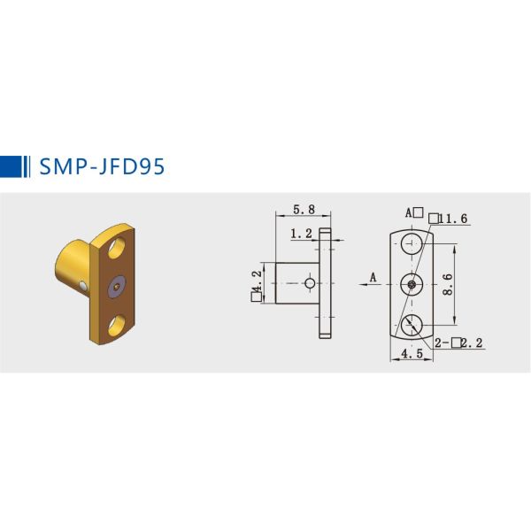 2 Holes Flange Mount SMP Male Push on Coaxial RF Connector
