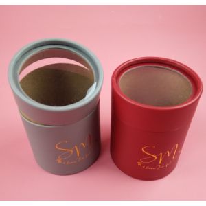 Gold Foil Biodegradable Paper Cylinder Packaging With PVC Window