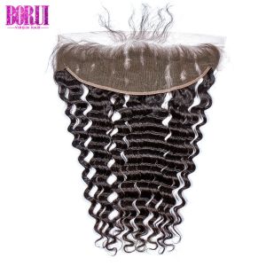 13*6 Virgin Baby Hair Deep Wave Human Hair Lace Frontal 3 Bundles With Closure