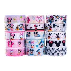 75mm wholesale Cartoon mickey polyester grosgrain heat transfer printed ribbon