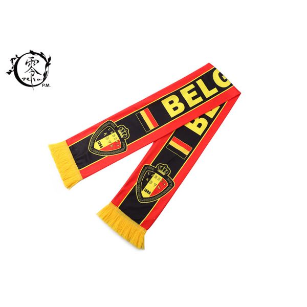 Buy Belgium Custom Winter Soccer Team Scarves , Fleece Printed Football Scarves at wholesale prices