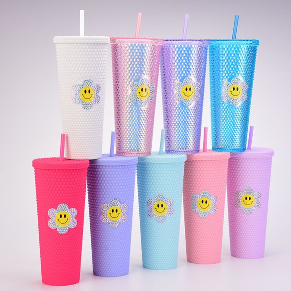 Holiday Icy Lilac Bling Studded Plastic Cold Cup Tumbler 24oz