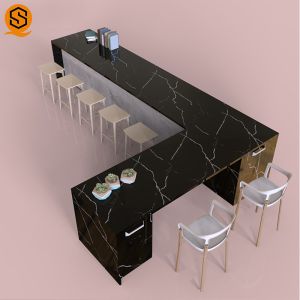 Marble Acrylic Solid Surface Bar Counter L Shaped Flame Retardancy