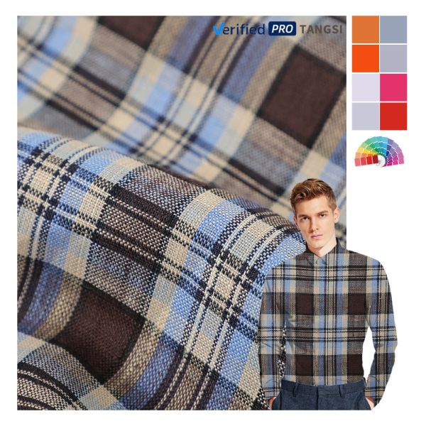 Buy 2025 Summer Hot Sale Pure Linen Shirting Fabric Manufactures Lurex Yarn Dyed Grid Fabric with Rich Colors at wholesale prices