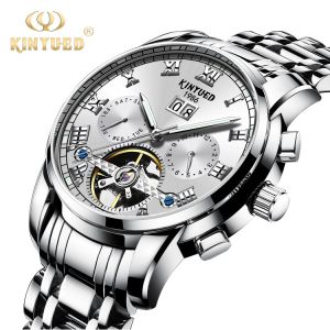 KINYUED Sliver Stainless Steel Mechanical Watch Long Service Span