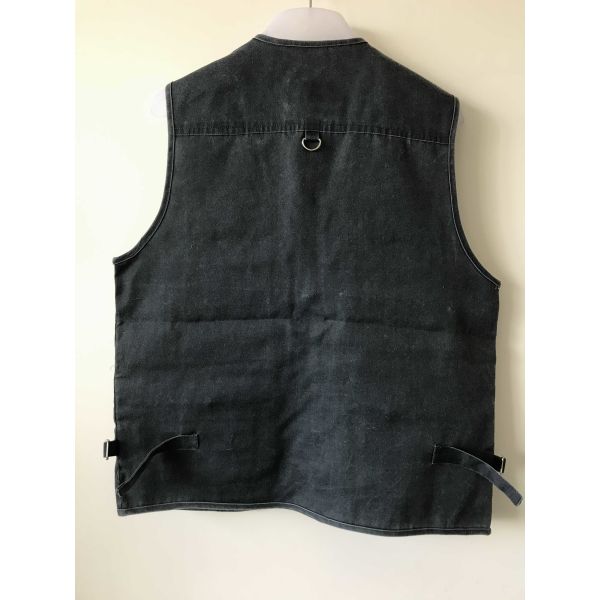 Mens classic vest in 100% polyester washed fabric, washed blue color, S-3XL