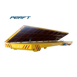 rail guided heavy duty plant trailer with scissor hydraulic lifting rail