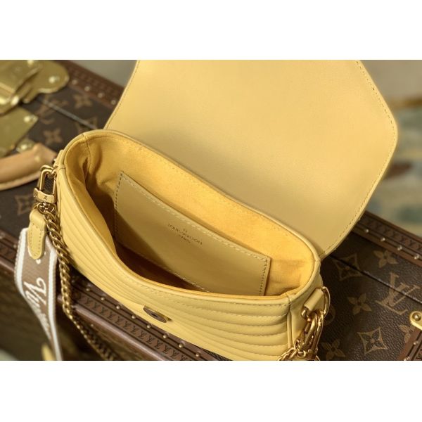 19cm Womens Yellow Leather Multi Pochette Crossbody Bag With Coin Purse