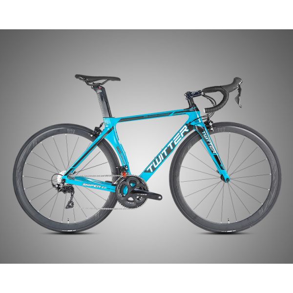 White 22 Speed Carbon Fiber Road Bike , Road Racing Bicycle Complete Groupset