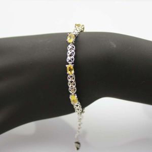 China 925 Silver  Created Yellow Cubic Zirconia Tennis Bracelet  (SB1001) on sale