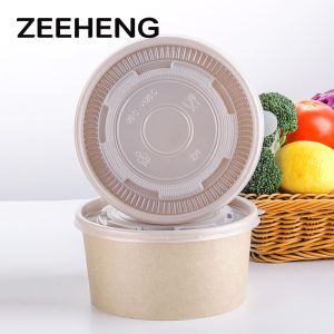 China Microwavable Disposable Double PE Lined Paper Hot Soup Bowl 1300ml on sale