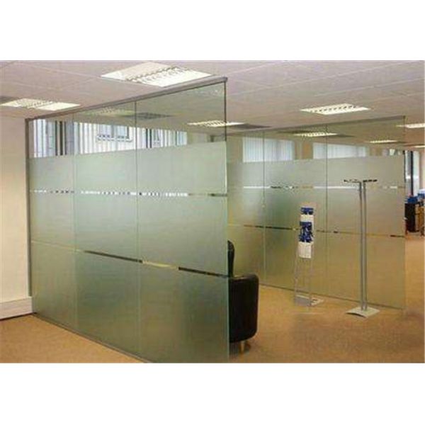 Decorative Acid Etched Frosted Glass Sheets For Stair Railing / Shower Rooms