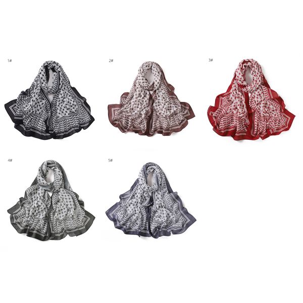 Wholesale New Middle East Muslim Women Keffiyeh Shemagh Palestine Printed Chiffon Hijab Scarf Shawls for Women