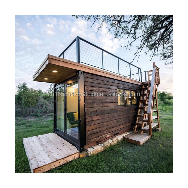 50/75/100mm Wave Sandwich Panel Tiny Wooden Prefab House Container Living Two Story Container Buildings Cabins Wooden Villa