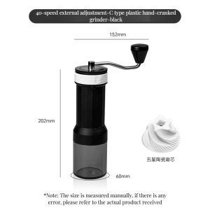 30g Capacity Plastic Body Manual Coffee Grinder with External Adjustable Ceramic