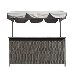 Quality Rattan Effect Night Club Bar Counter Tiki Outdoor Rattan Bar Furniture With Roof Garden Rattan Table Bar Table Canopy for sale