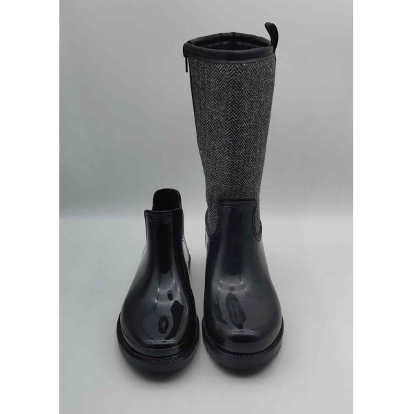 Women's PVC Slip On Rain Boots Double Upper Boots Matt Finish Chelsea Wellington Styles