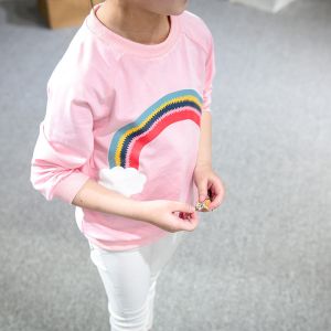 2016 Fashion Girl Korean style Kid's Rainbow Pattern Long Sleeve Cotten Sport